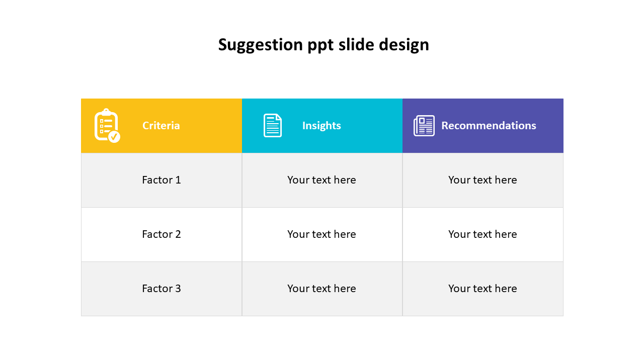 suggestion ppt slide design